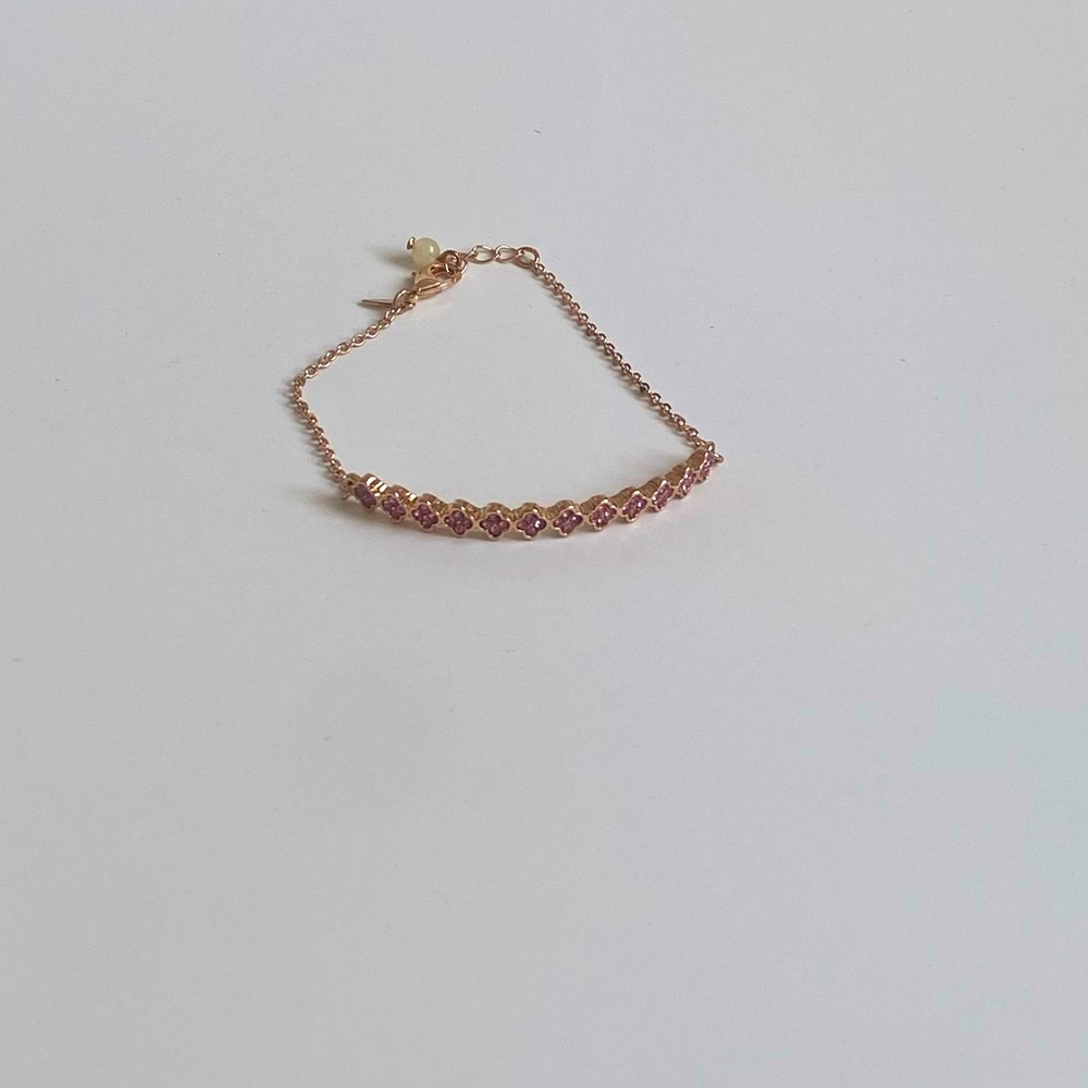 Rose Gold Bracelet with Pink Crystals